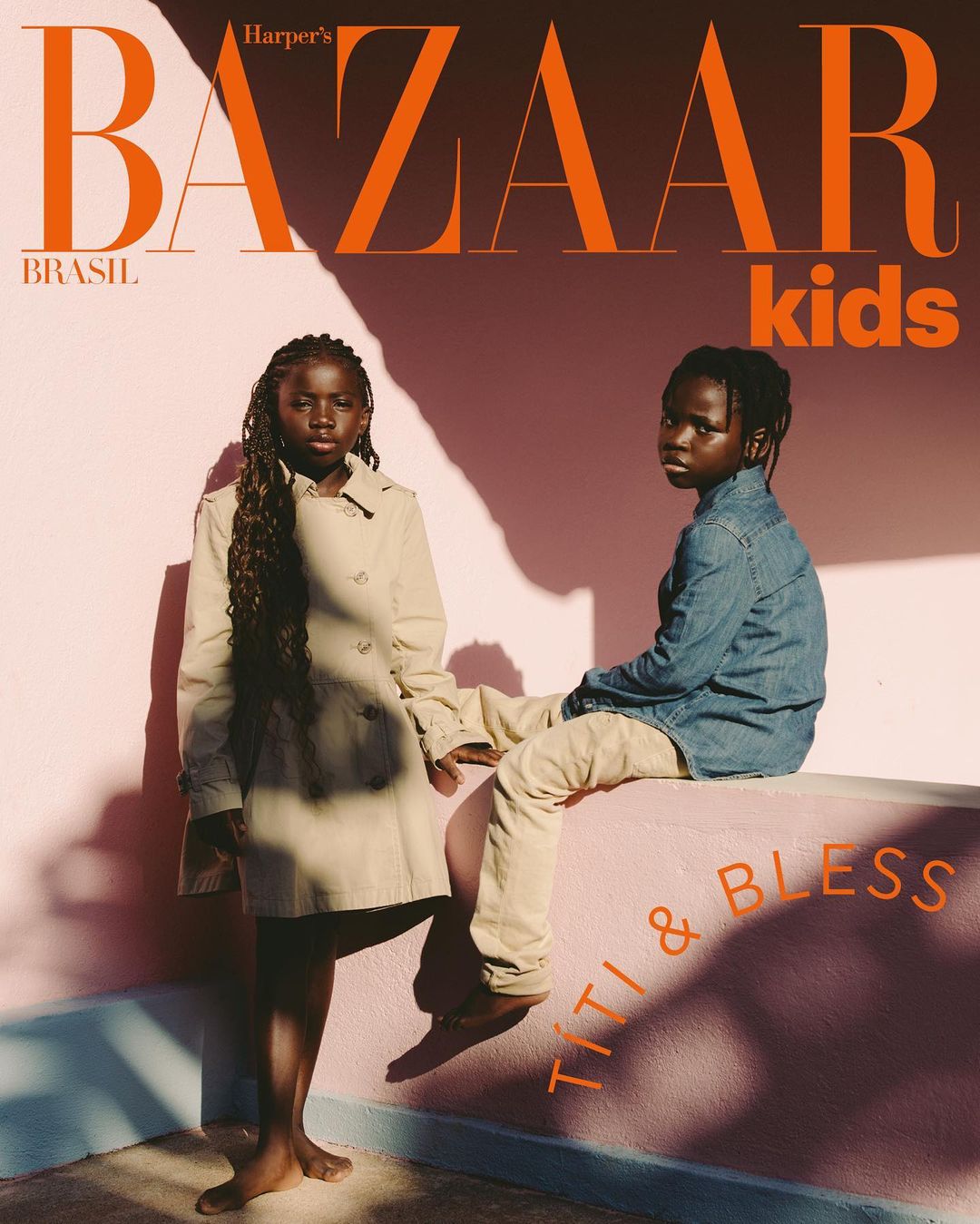 Bazaar Kids traz os irmãos Títi e Bless na capa da edição de novembro